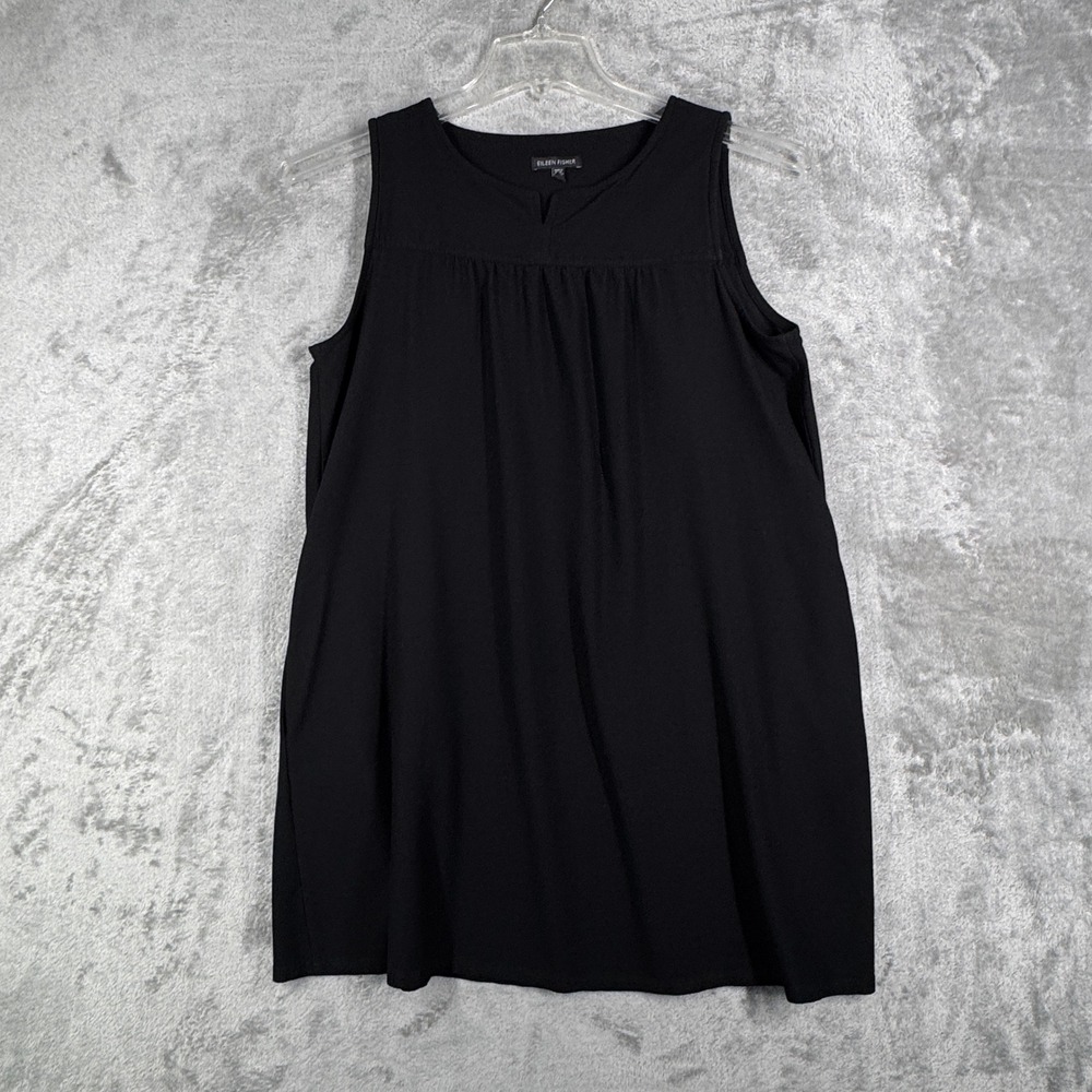 Eileen Fisher Dress Black‎ Sleeveless Pockets Casual Neutral Minimalist Size M - Picture 3 of 12